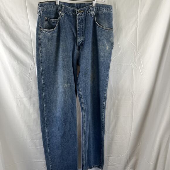 Wrangler Men's Blue Denim Jeans Straight Leg Relaxed Fit Size 36 X 34 Zip Fly - Picture 8 of 14